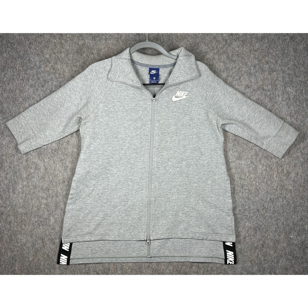 Nike Full Zip Sweatshirt Womens M Gray Track Jacket 829410-063 Logo